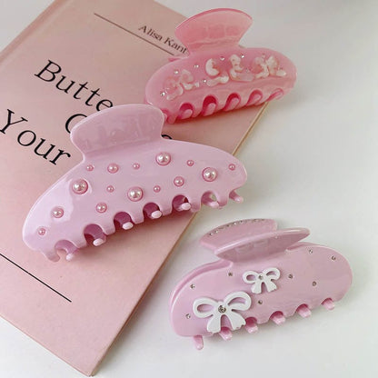 Large Pink Pearl Hair Claw