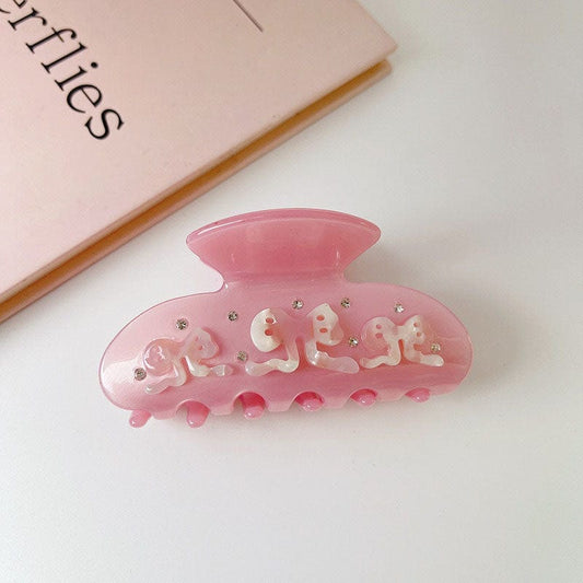 Large Pink Bow Tie Hair Claw
