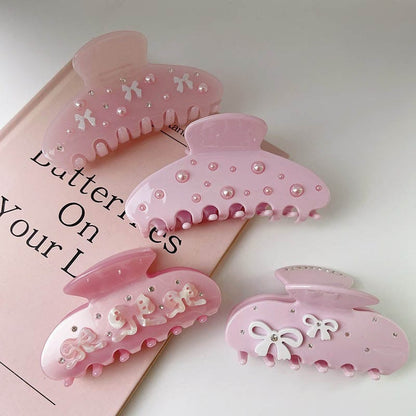 Large Light Pink Bow Tie Hair Claw