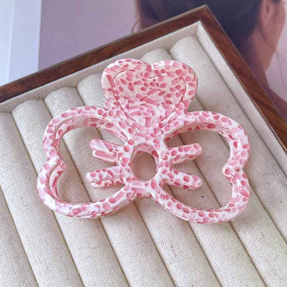 Large Pink Big Bow Tie Hair Claw