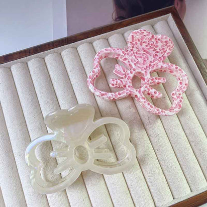 Large Pink Big Bow Tie Hair Claw