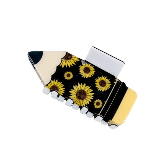 Medium  Sunflower Cartoon Black Pencil Hair Claw