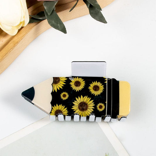 Medium  Sunflower Cartoon Black Pencil Hair Claw