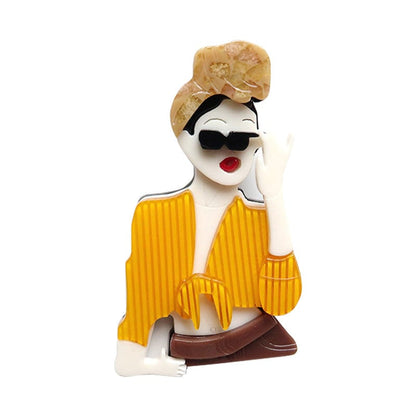 Orange Fashion Personality Sunglasses Girl Brooch