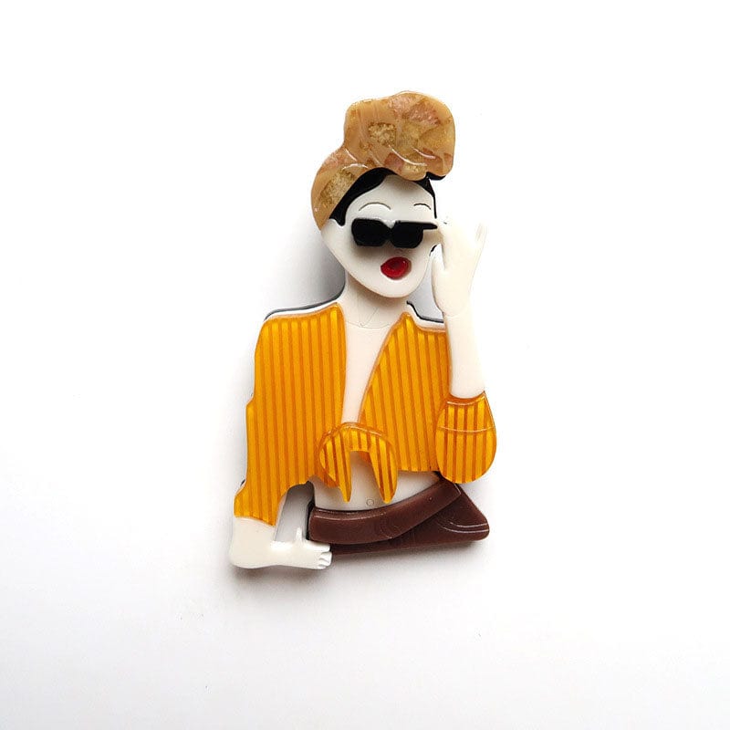 Orange Fashion Personality Sunglasses Girl Brooch