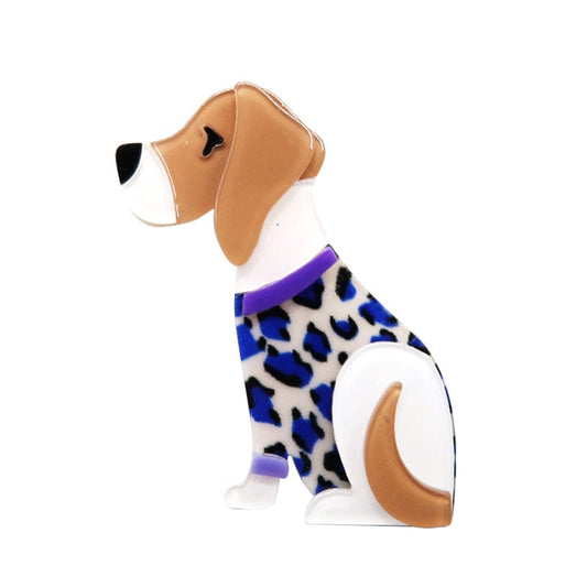 Blue Unique Vintage Style Dog Large Brooch