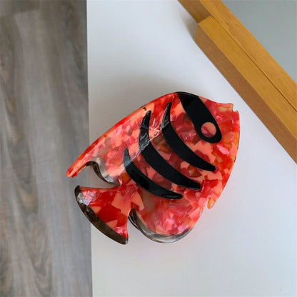 Medium Red Stripe Fish Hair Claw