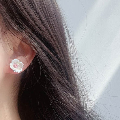 Small Ceramic Flower Earrings White