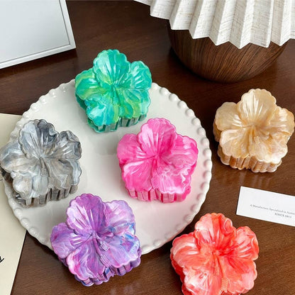 Medium  Purple Marbled Plumeria Hair Claw