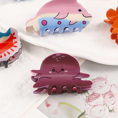 Medium Purple cartoon octopus Hair Claw