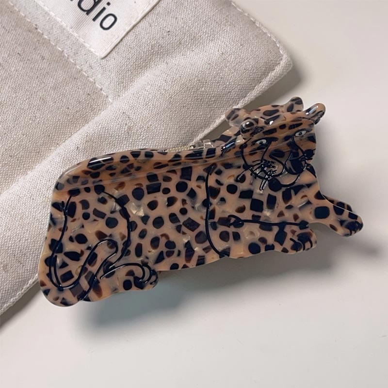 Medium Brown leopard tiger Hair Claw