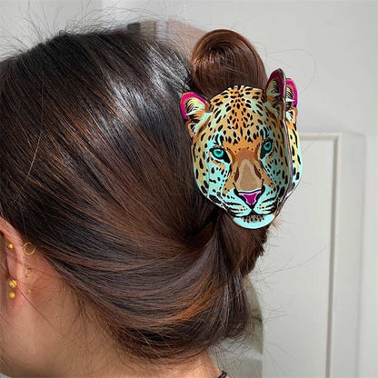 Medium Leopard Head Hair Claw