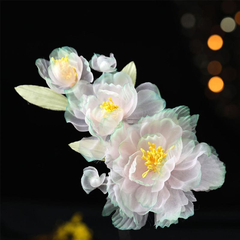 Jumbo Green Edge Peony Flower Hair Claw