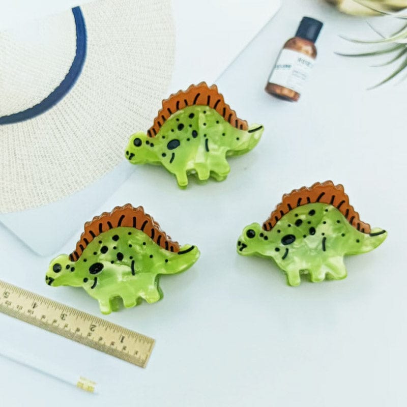 3Pcs Mini  Green Dinosaur Hair Claw