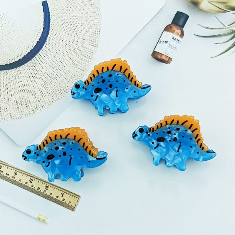 Mini 3Pcs Blue Dinosaur Hair Claw