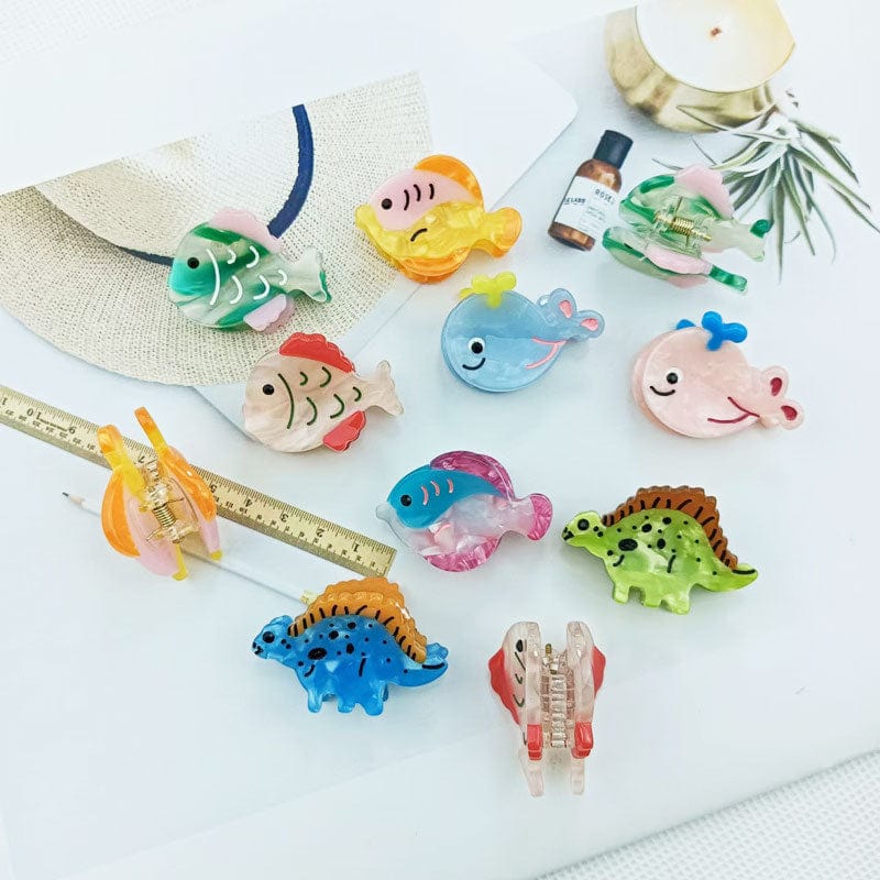 Mini 3Pcs Blue Dinosaur Hair Claw