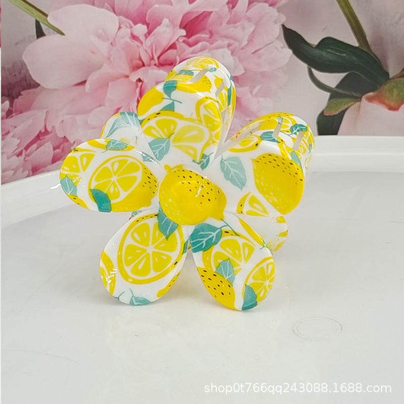 Medium  Plumeria Series-Lemon Hair Claw