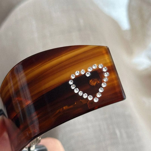 Medium  Amber Heart Side Clip