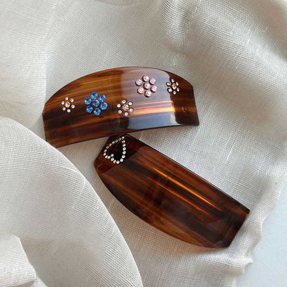 Medium  Amber Heart Side Clip