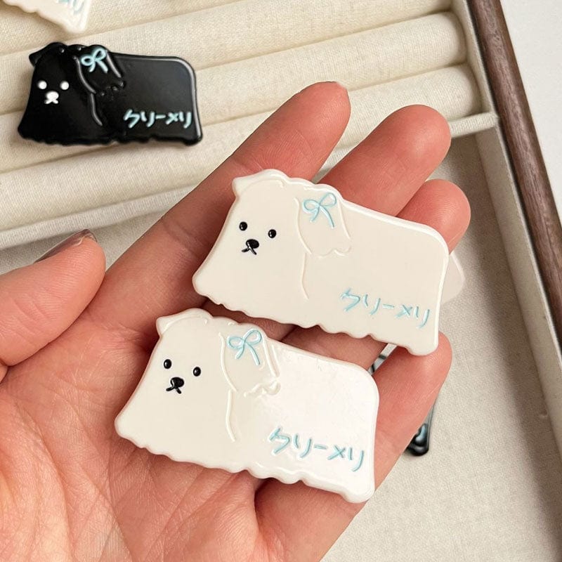 2 Pcs Mini White puppy Side Clip