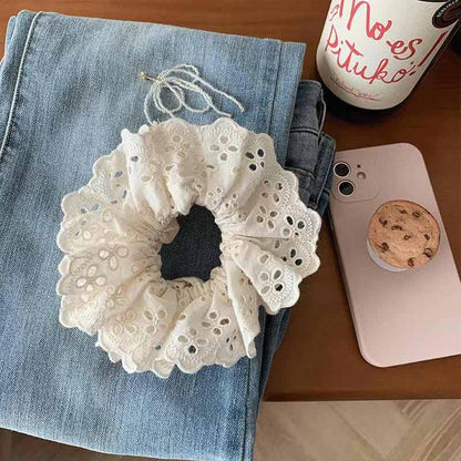 Beige Lace Scrunchie