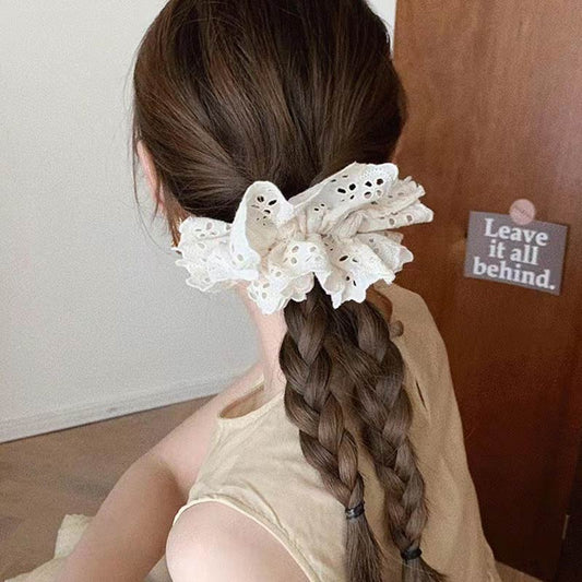 Beige Lace Scrunchie