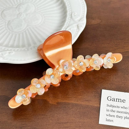 Jumbo  Orange Diamond Flower Hair Claw