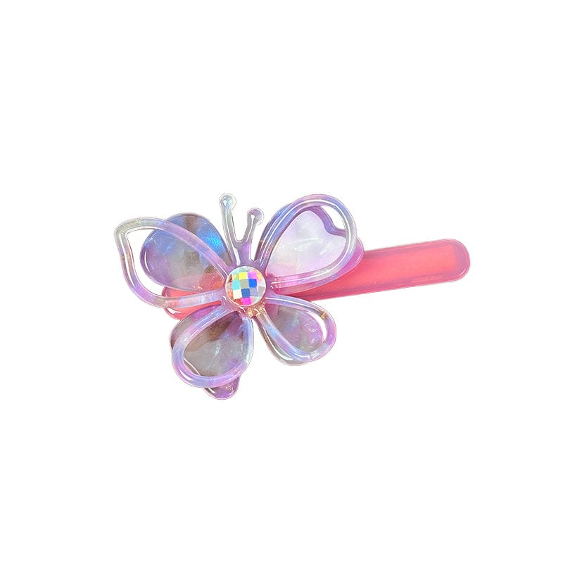 Medium  Colorful Purple Hollow Butterfly Side Clip
