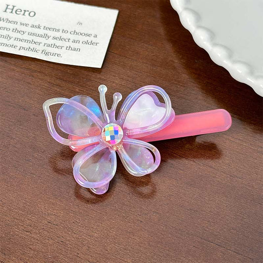Medium  Colorful Purple Hollow Butterfly Side Clip