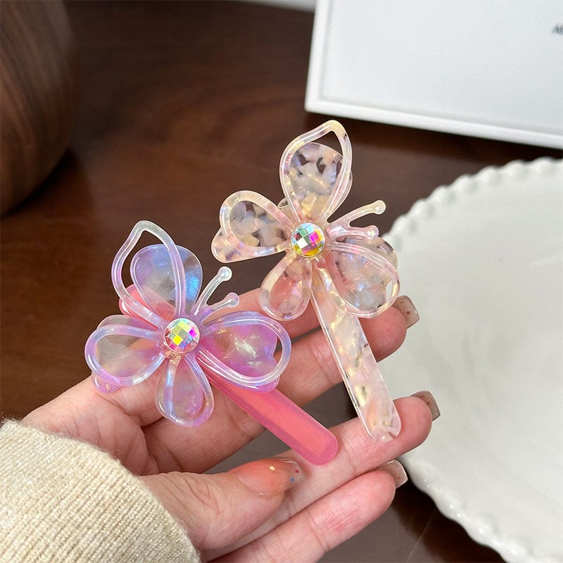 Medium  Colorful Purple Hollow Butterfly Side Clip