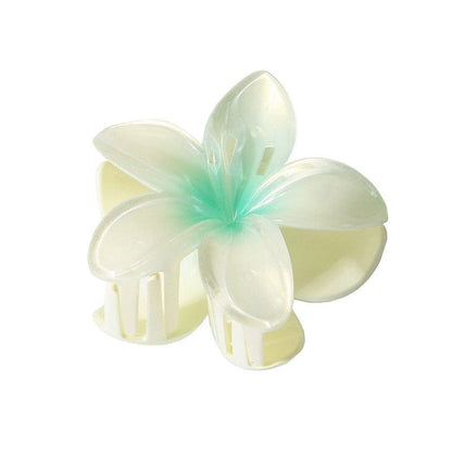 Medium  Pearlescent-Green Plumeria Hair Claw