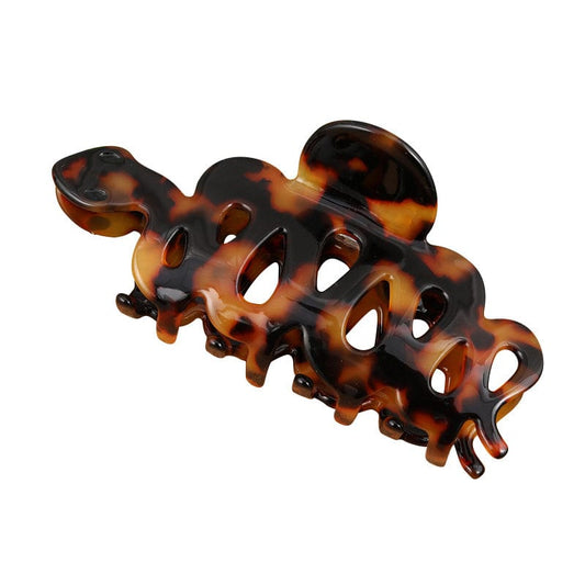 Jumbo  Brown And Black Hollow Pattern Small Snake Hair Claw