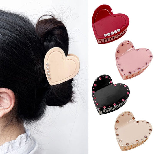 Small Black Heart With Pearl Hair Claw