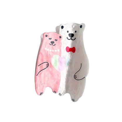 Medium  Love Bear Series-Pink and White Bears Hair Claw