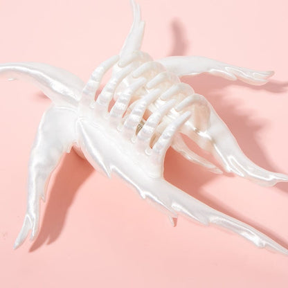 Jumbo Silky White Angel Hair Claw Clip