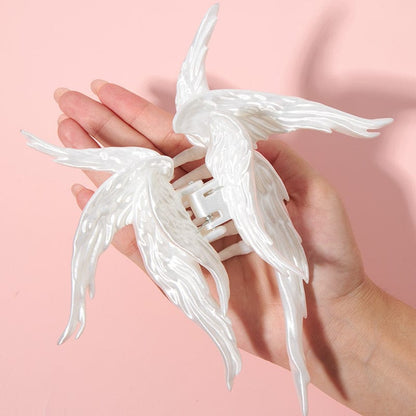 Jumbo Silky White Angel Hair Claw Clip