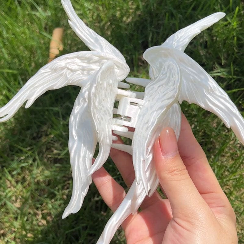 Jumbo Silky White Angel Hair Claw Clip