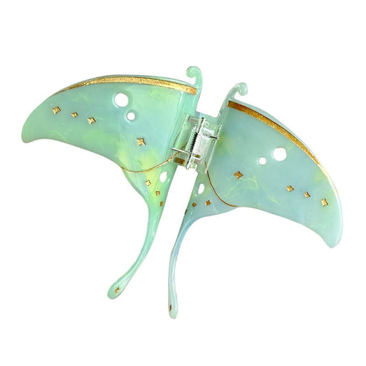Large Mint Mambo Flutter Moth Hair Claw