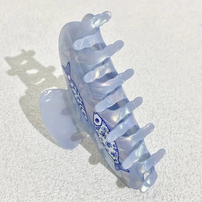 Medium Little Blue Cartoon Fish Hair Claw Clips | NueShiny
