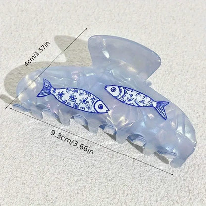 Medium Little Blue Cartoon Fish Hair Claw Clips | NueShiny