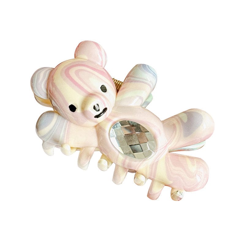 Large Shimmering Light Pink Waving Bear Hair Claw Clips | NueShiny