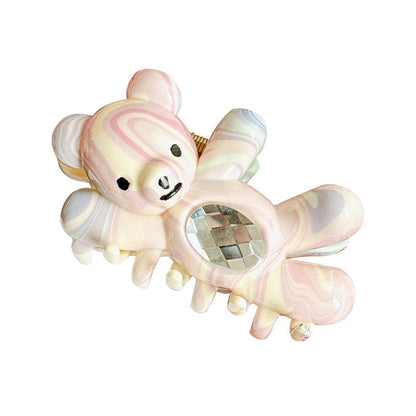 Large Shimmering Light Pink Waving Bear Hair Claw Clips | NueShiny
