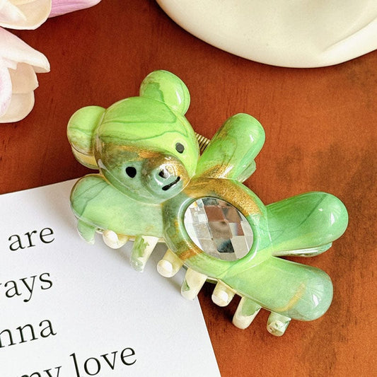 Large Shimmering Teal Waving Bear Hair Claw Clips | NueShiny