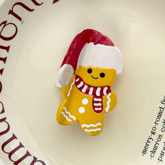 Medium Christmas Hat Gingerbread Man Hair Claw