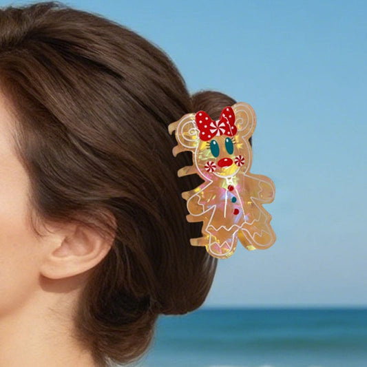 Medium Gingerbread Man with Bow Hair Claw