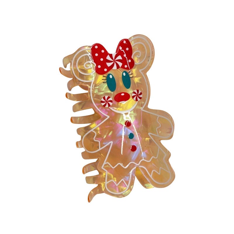 Medium Gingerbread Man with Bow Hair Claw