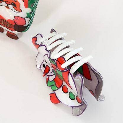 Medium Santa Hat Snowman Hair Claw