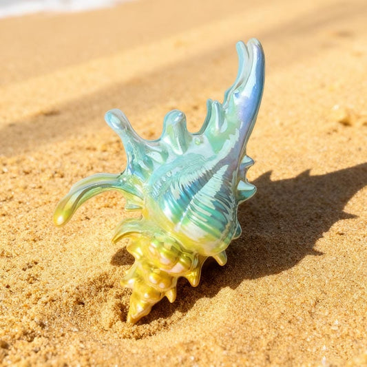 Jumbo Mustard And Blue Conch Hair Claw