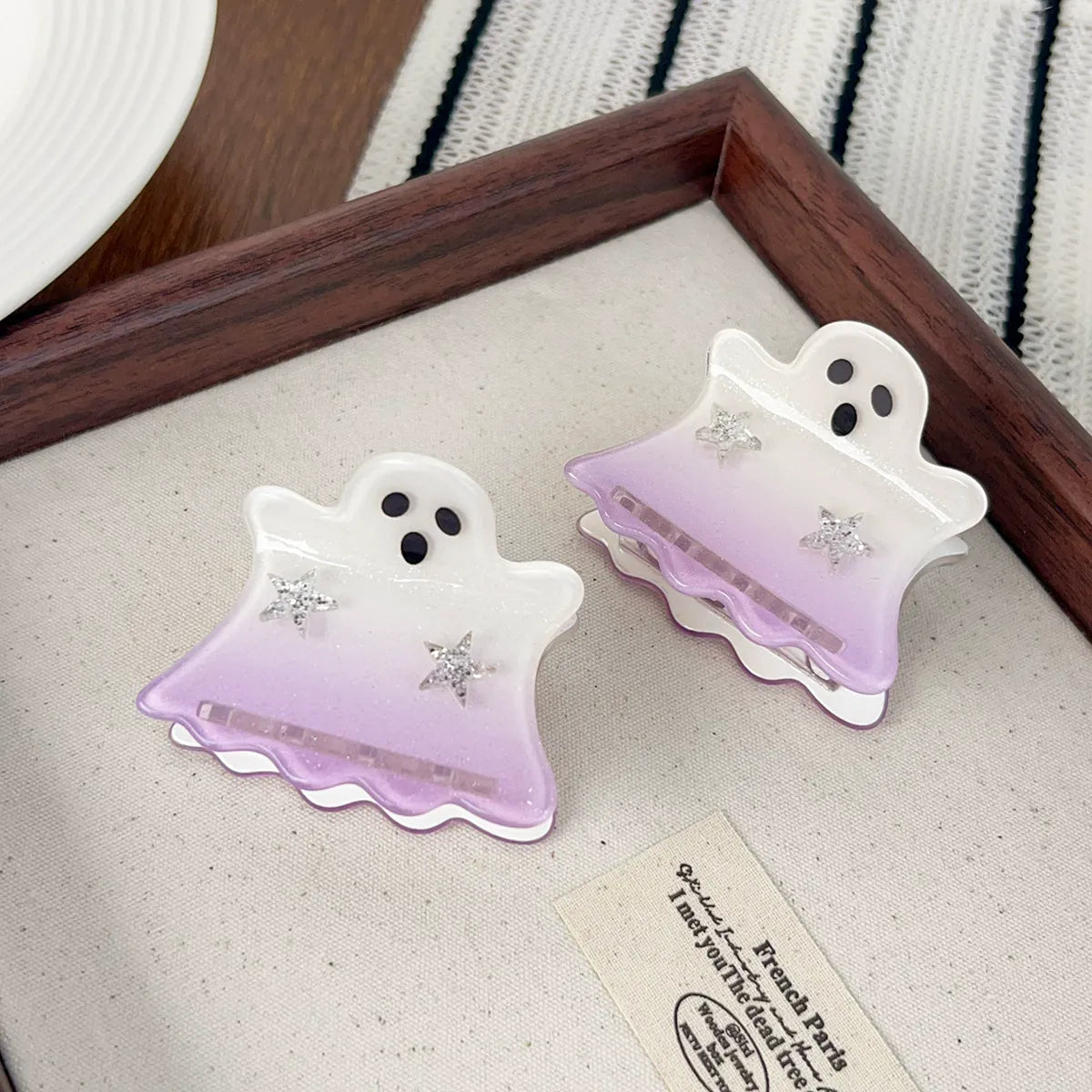 Mini Glitter Ghost Hair Claw Clips - Acetate  Lemonschunks