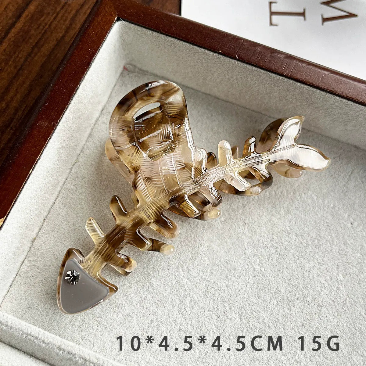 Fish Bone Hair Claw Clip - Glossy Coffee Brown Acetate Hair Clip for Women  Lemonschunks